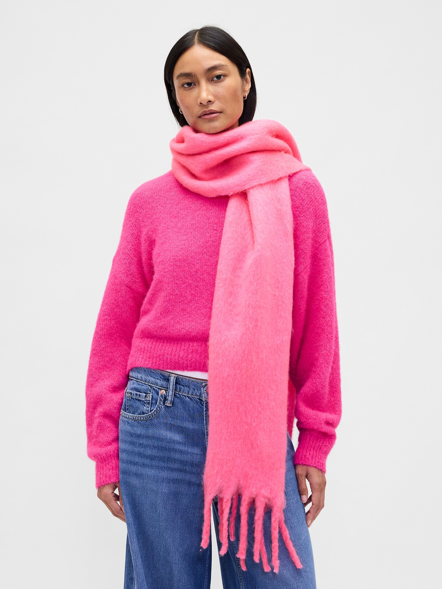 Brushed Fringe Scarf - Standout Pink