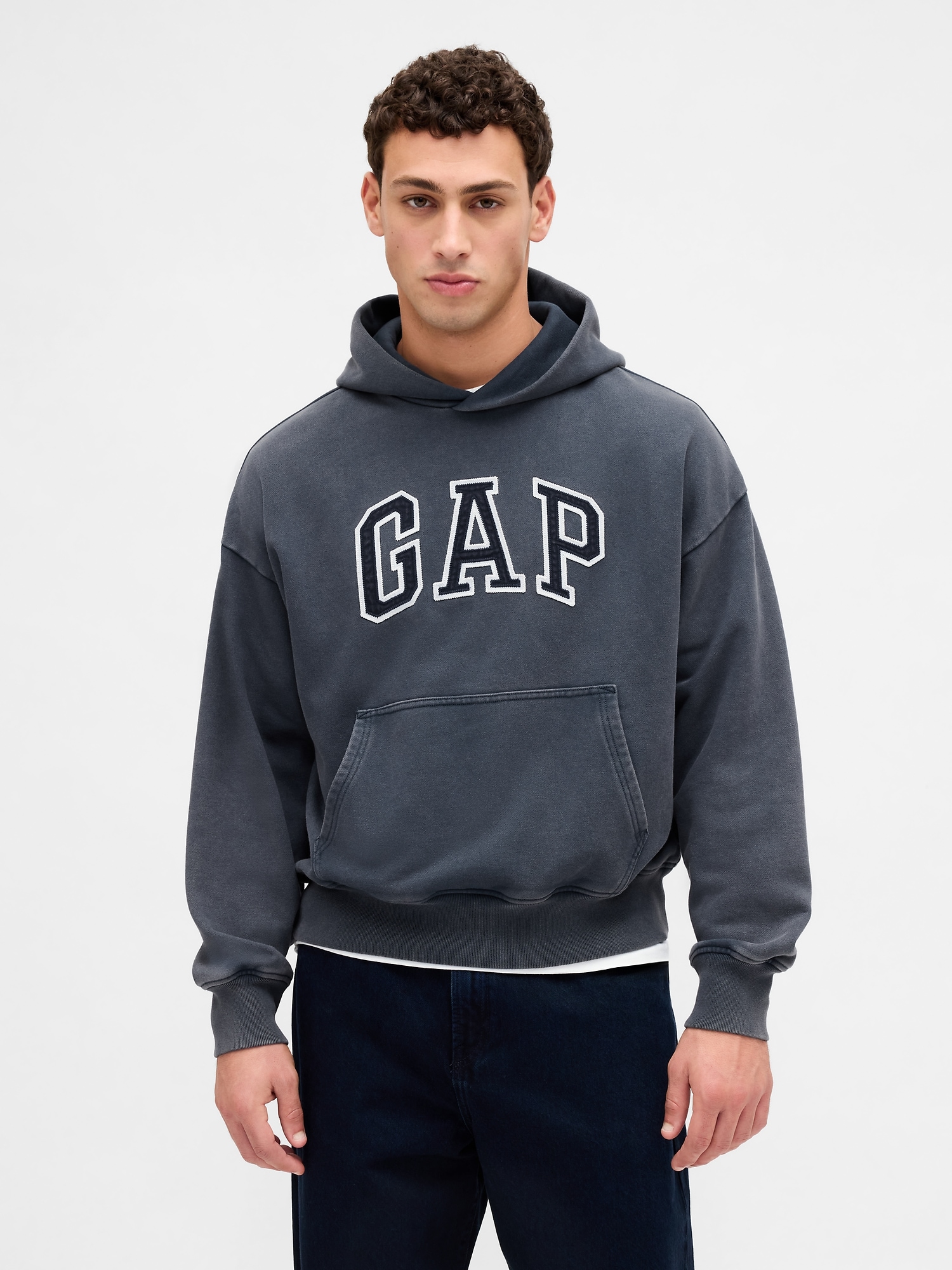 Gap Heavyweight Oversized Logo Hoodie In Blue