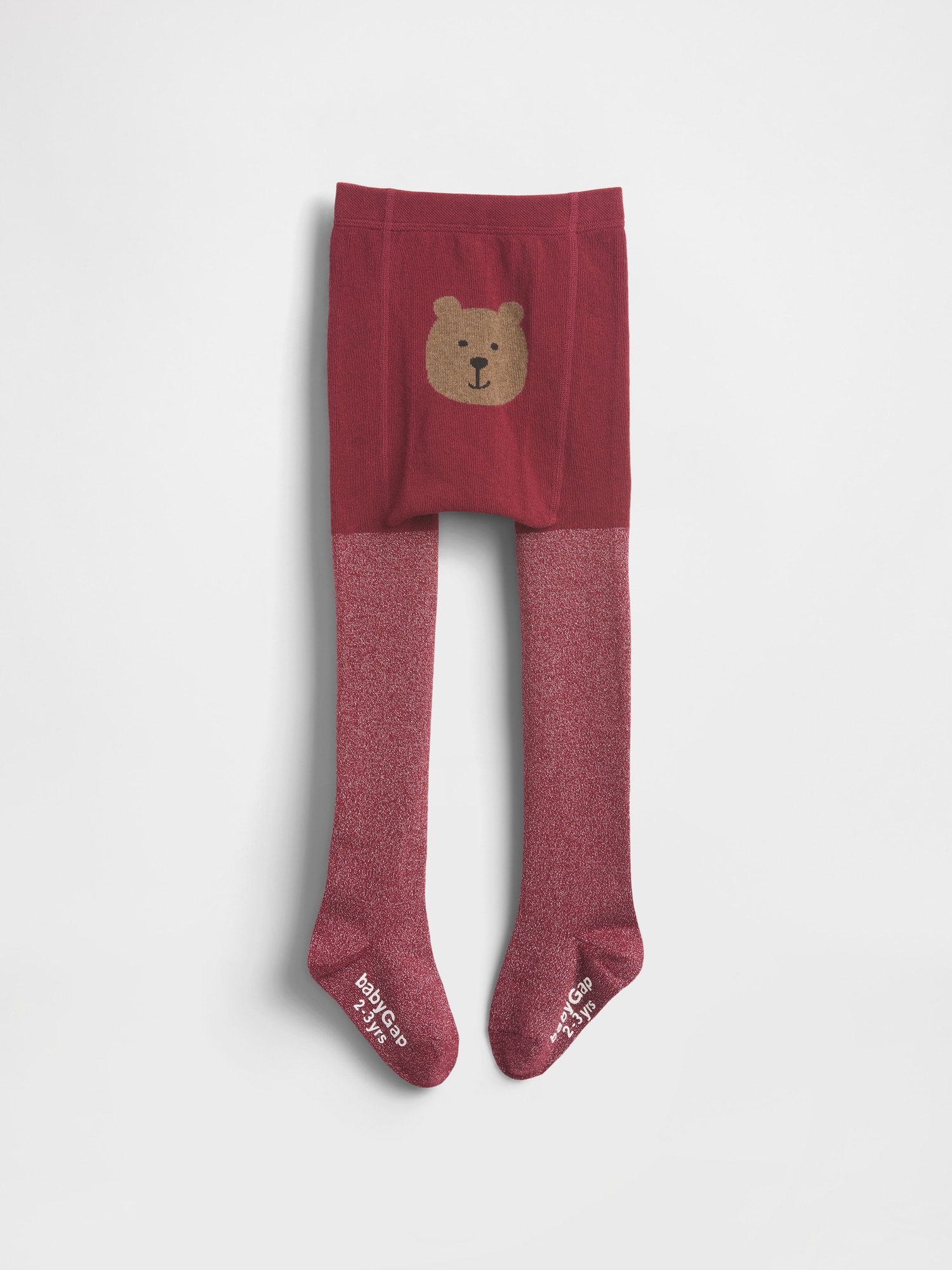 Baby & Toddler Glitter Bear Tights - Red Delicious