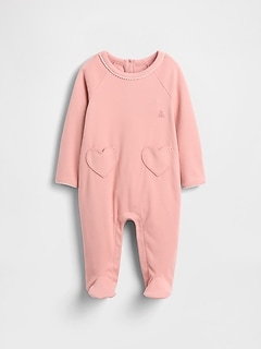 Baby Softspun Heart Pocket Footed One-Piece