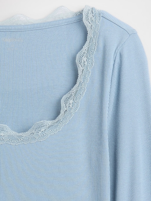 Image number 4 showing, Mini Rib Lace-Trim PJ Top