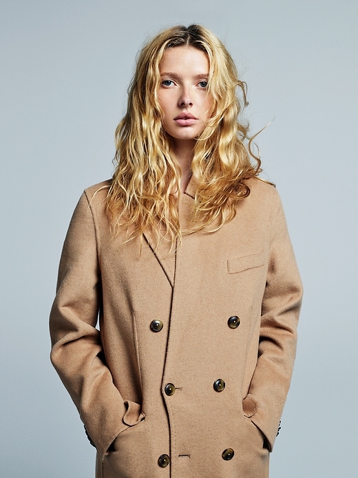 Image number 7 showing, GapStudio Wool-Blend Double-Breasted Coat