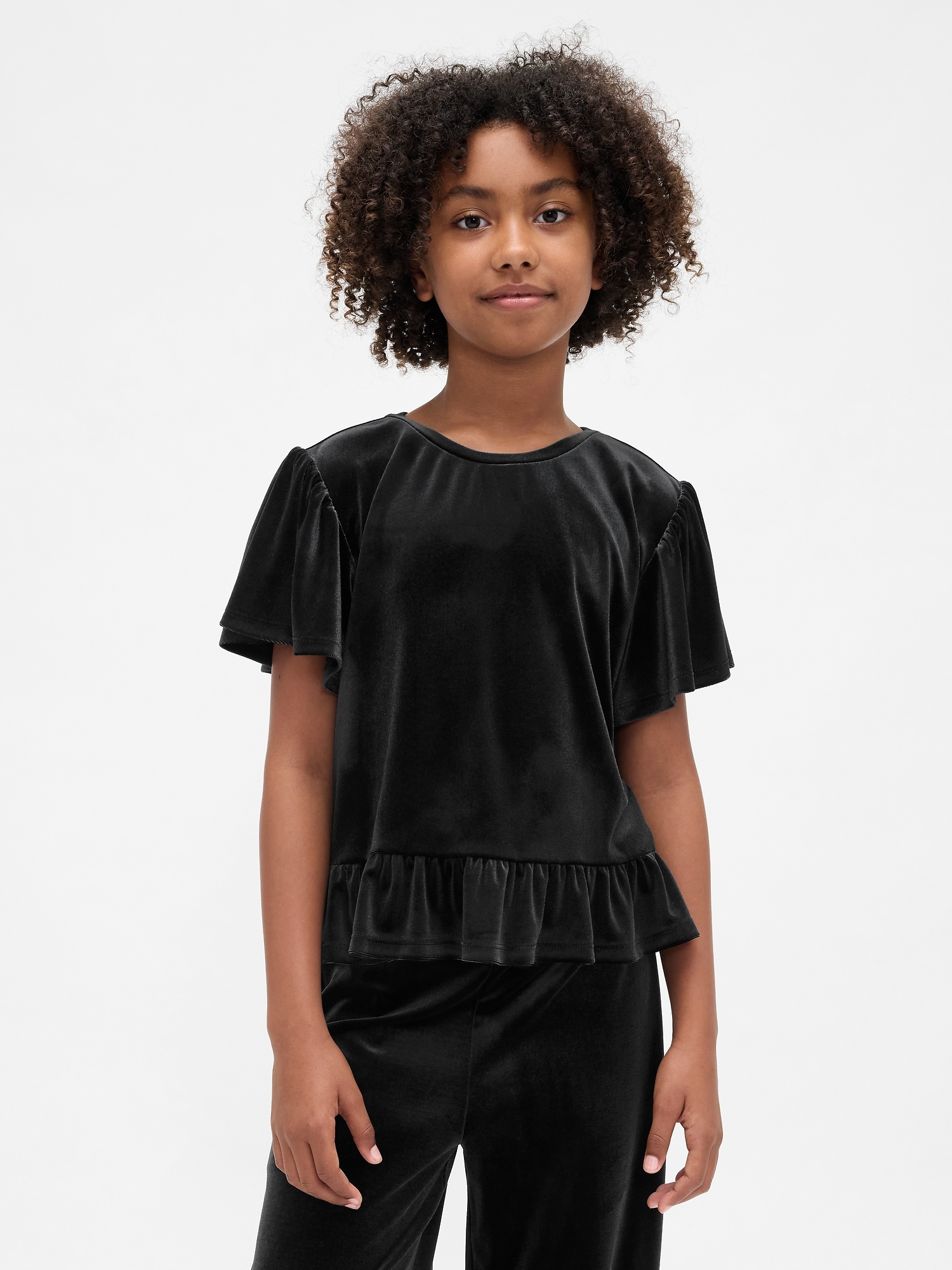Kids Velour Peplum Top