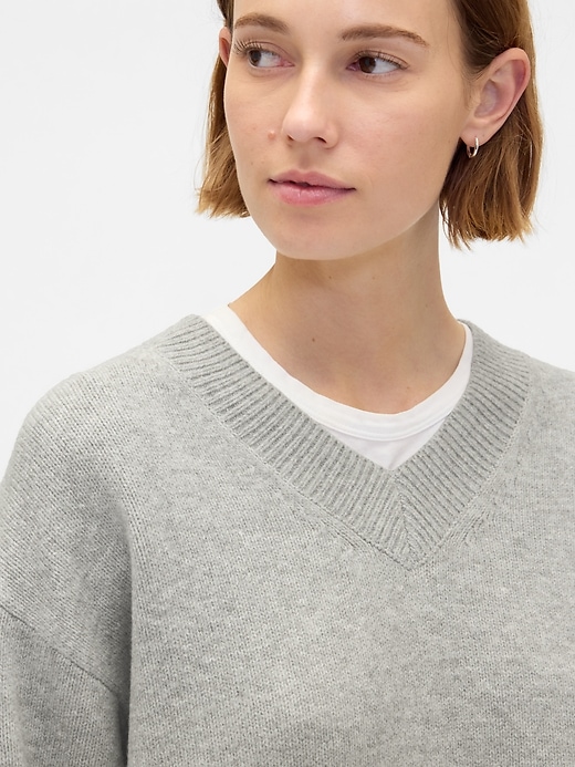 Image number 4 showing, CashSoft Oversized V-Neck Sweater