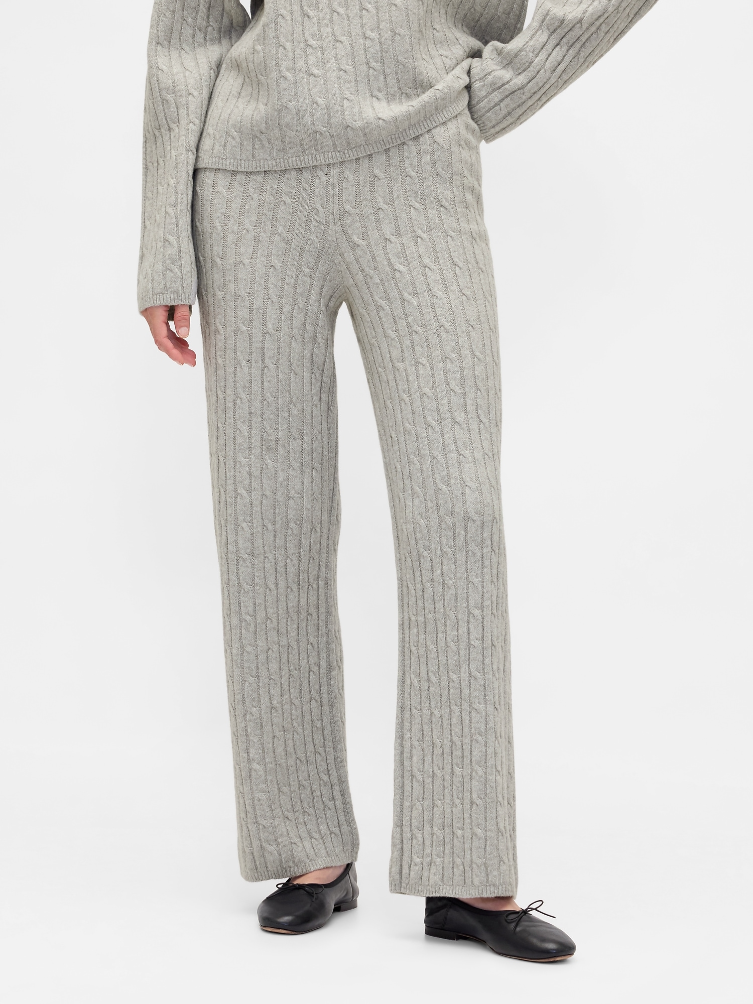 CashSoft Cable-Knit Sweater Pants