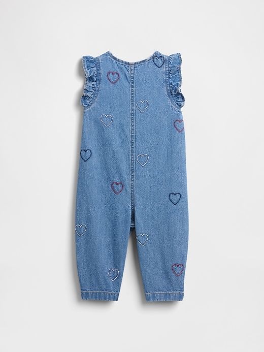 Image number 2 showing, Baby Denim Embroidered Heart One-Piece
