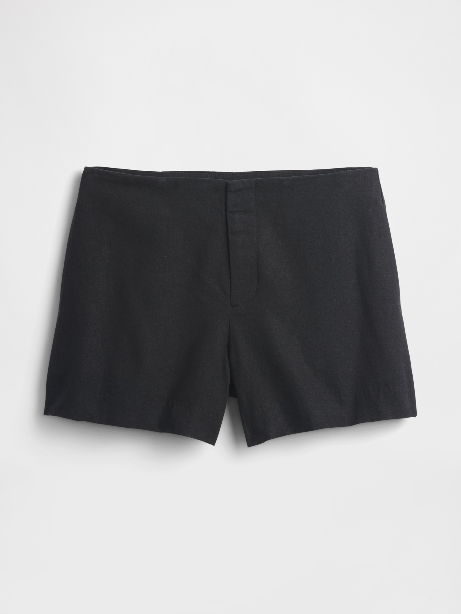 Женские шорты Gap 4" Mid Rise Linen-Blend, цвет: Чёрный — фото 6
