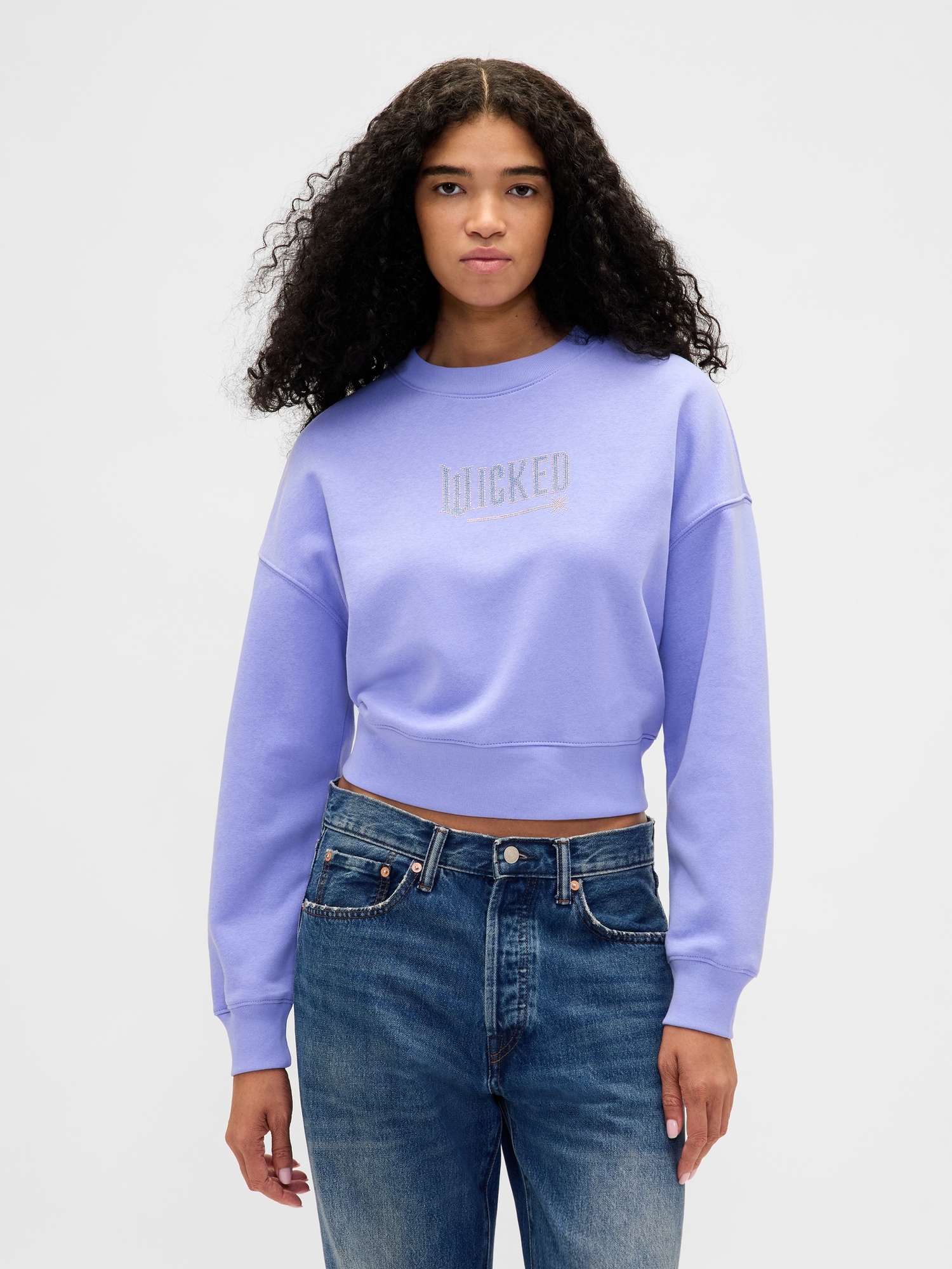 Gap Vintagesoft Wicked Crop Wedge Sweatshirt In Blue
