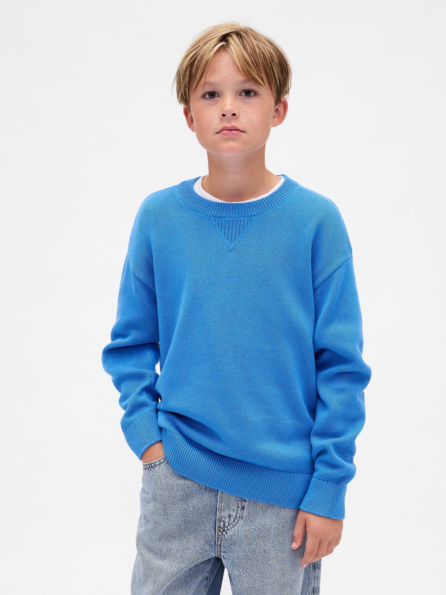 Kids Relaxed Crewneck Sweater - Supersonic Blue