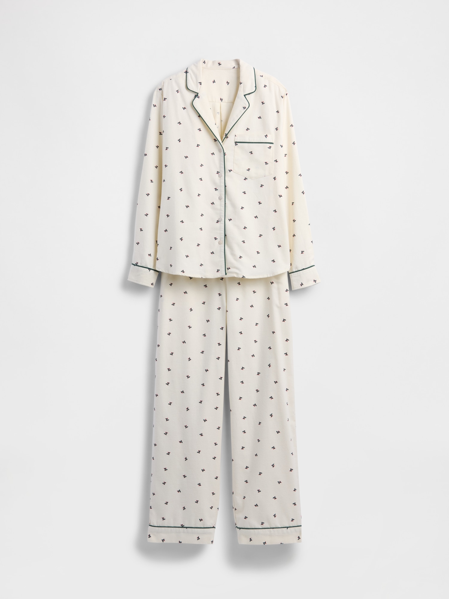 Adult Softest Flannel PJ Set - Holly Green Print