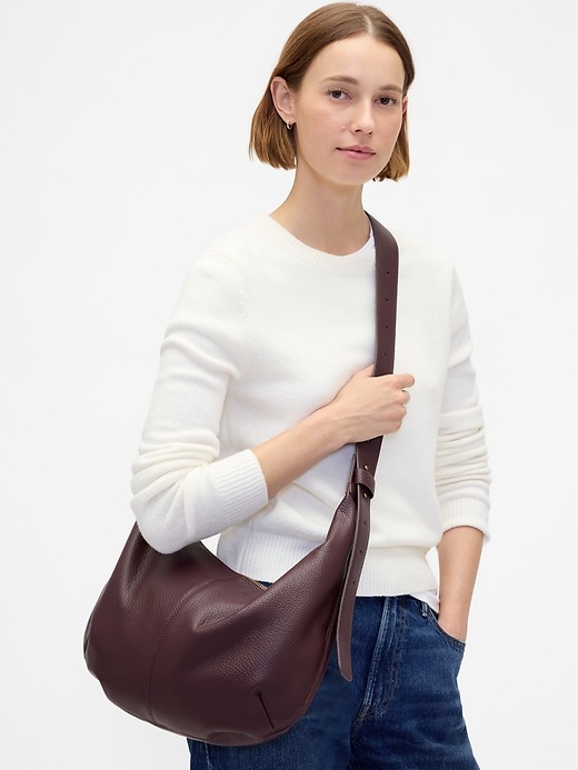 Image number 2 showing, Vegan Pebble Leather Slouchy Crossbody Bag