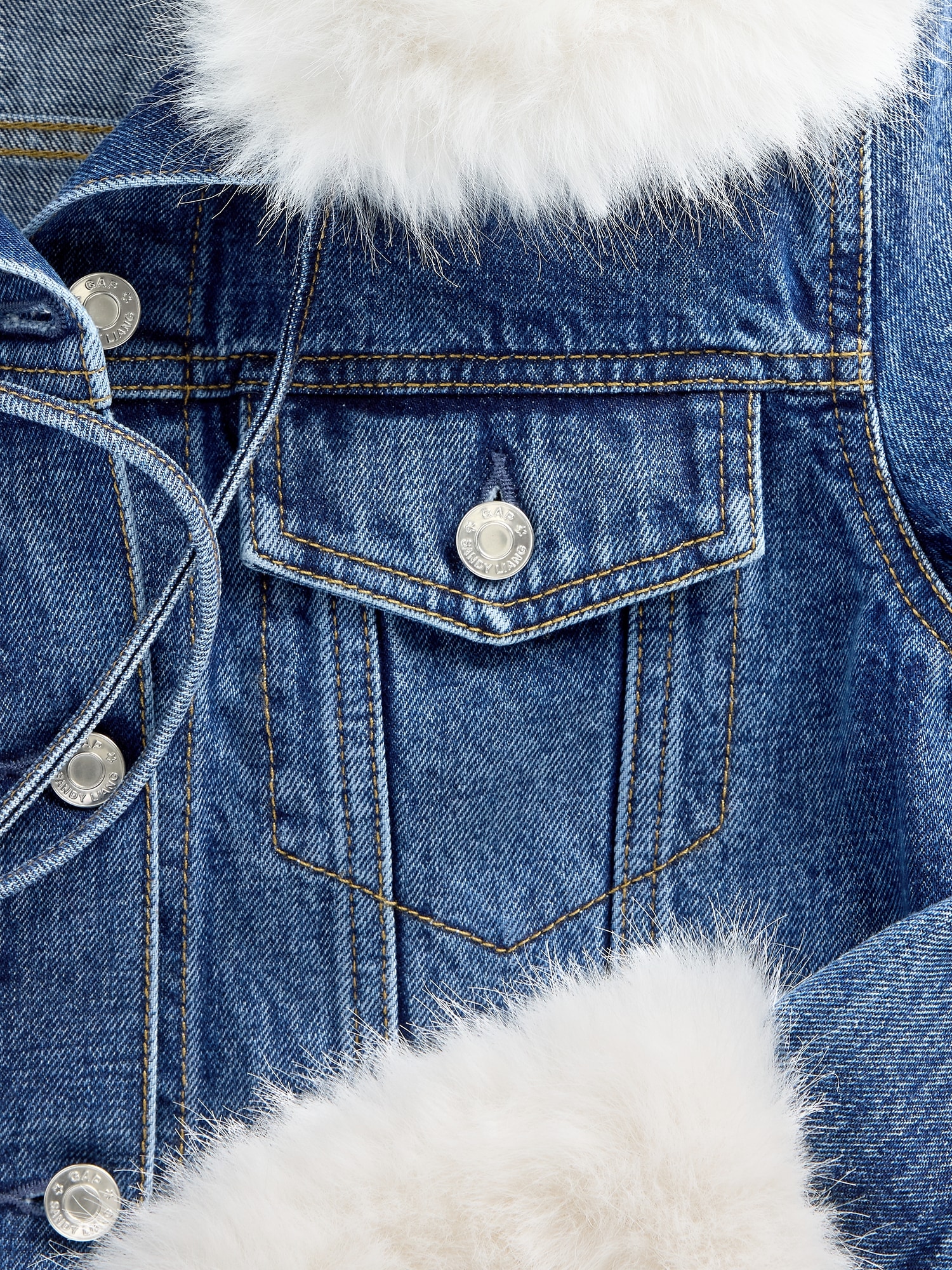 Gap × Sandy Liang Vegan Fur Crop Denim Jacket