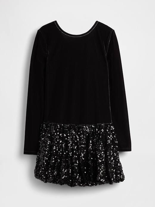 Kids Mixed Media Sequin Bubble Dress