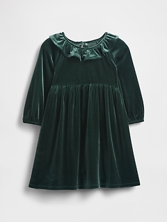 Baby & Toddler Velour Ruffle Collar Dress