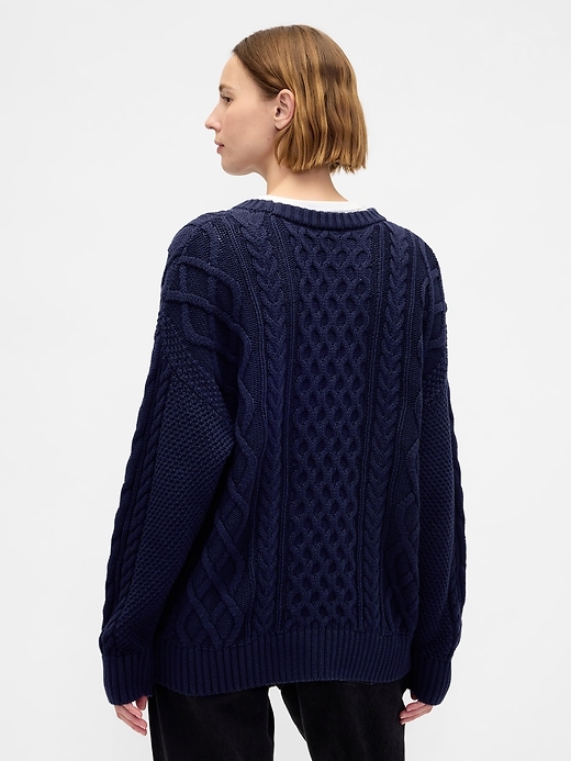 100% Cotton Oversized Cable-Knit Sweater