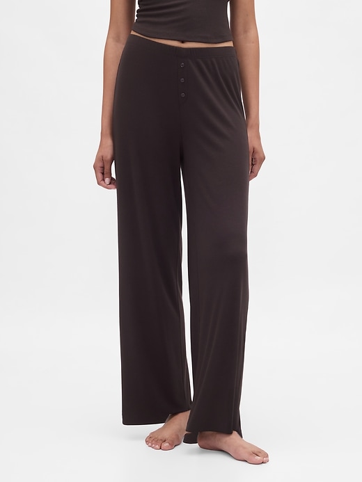 Image number 2 showing, Mini Rib Wide-Leg PJ Pants