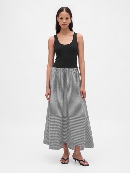 Image number 1 showing, Mixed Media Drop-Waist Maxi Dress