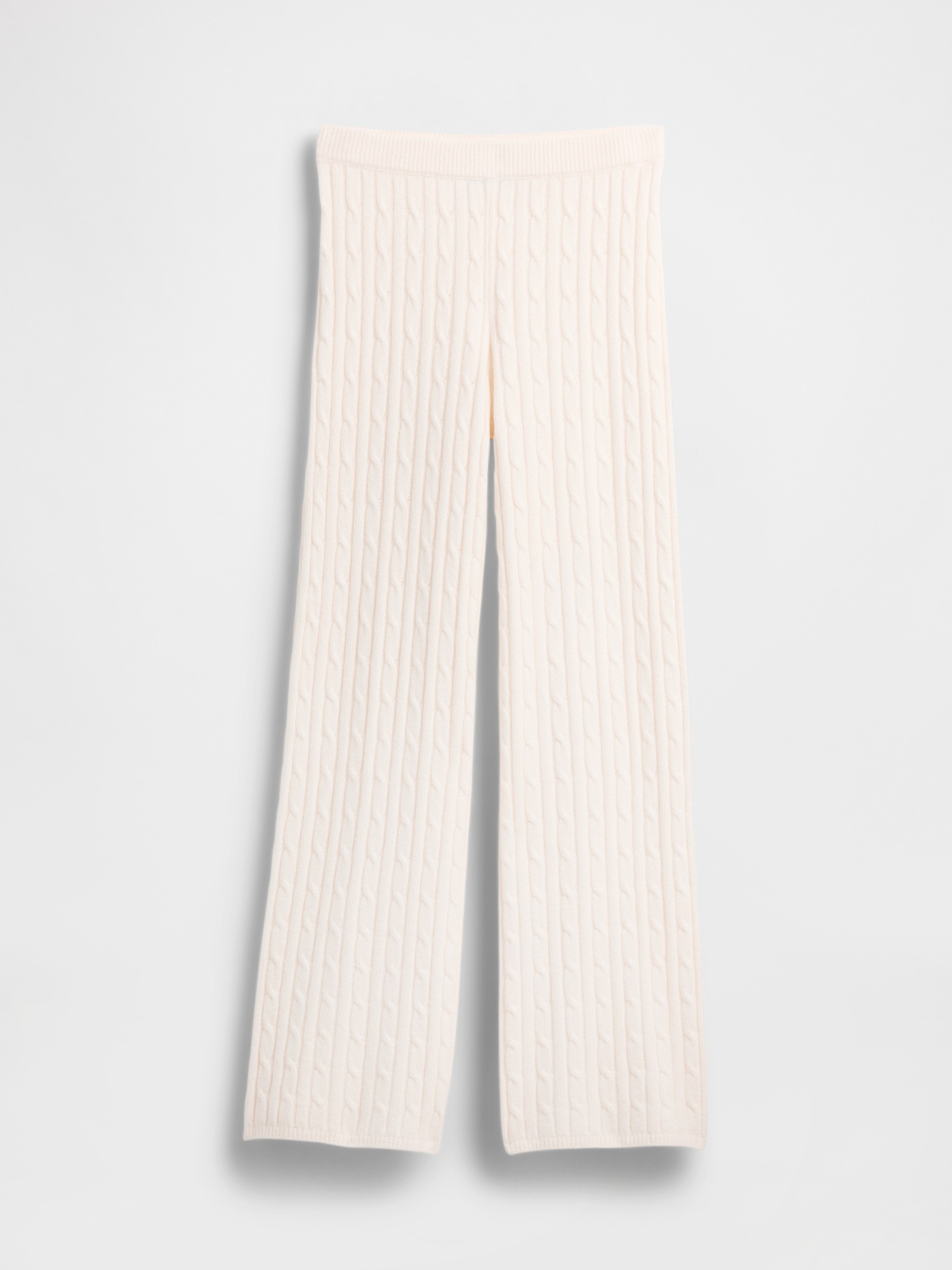 Женские брюки Gap CashSoft Cable-Knit Sweater Pants, цвет: Слоновая кость бежевый — фото 6