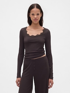 Mini Rib Lace-Trim PJ Top