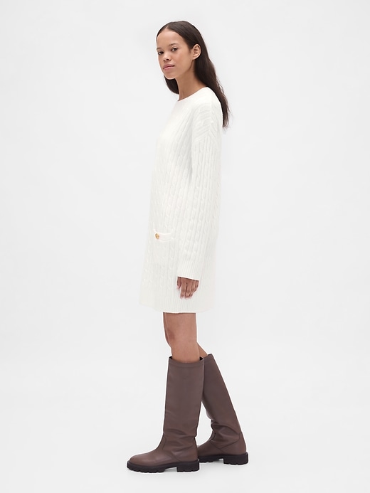 Image number 3 showing, CashSoft Cable-Knit Mini Sweater Dress