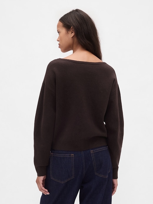Image number 3 showing, CashSoft Stretch Lantern-Sleeve Crop Sweater