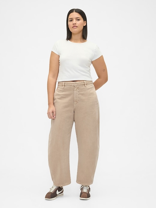 Image number 5 showing, Mid Rise Twill Barrel Pants