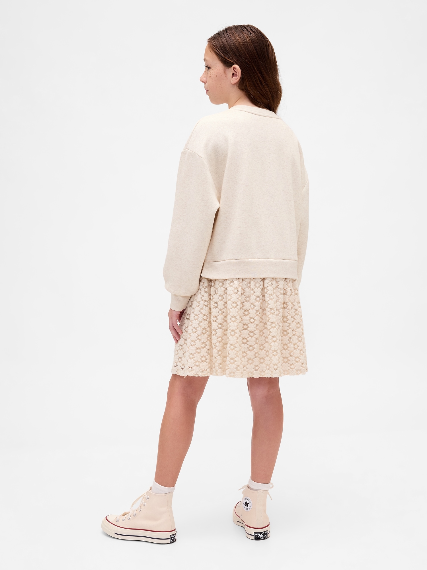 Kids Oversized Mixed Media Sweatshirt Dress