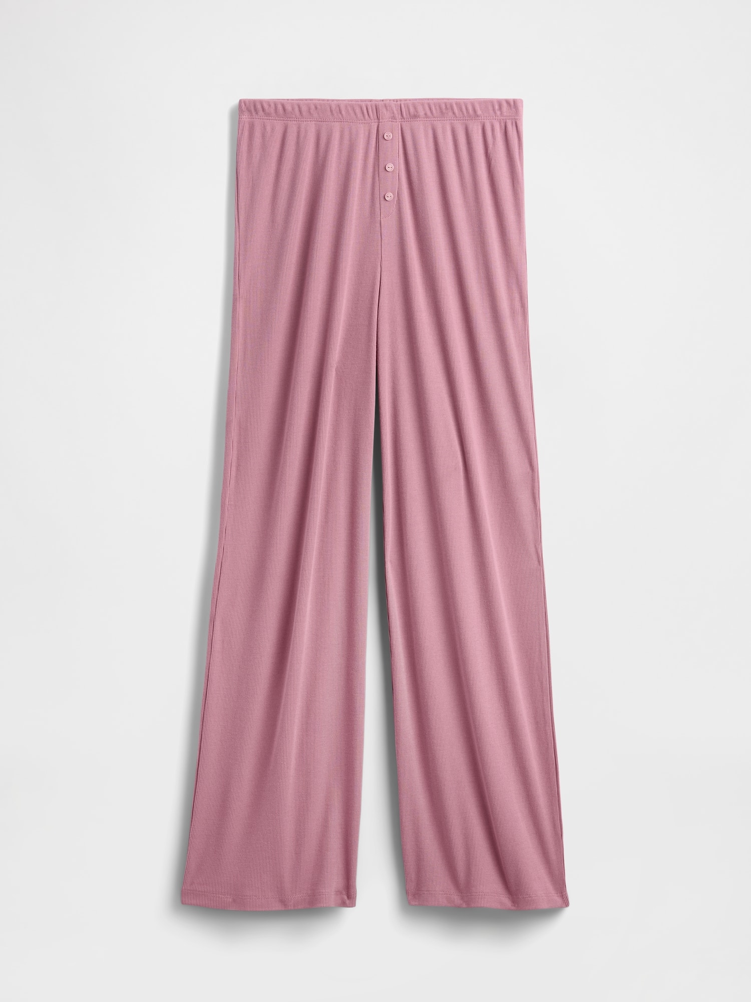 Mini Rib Wide-Leg PJ Pants - Wispy Pink Mauve