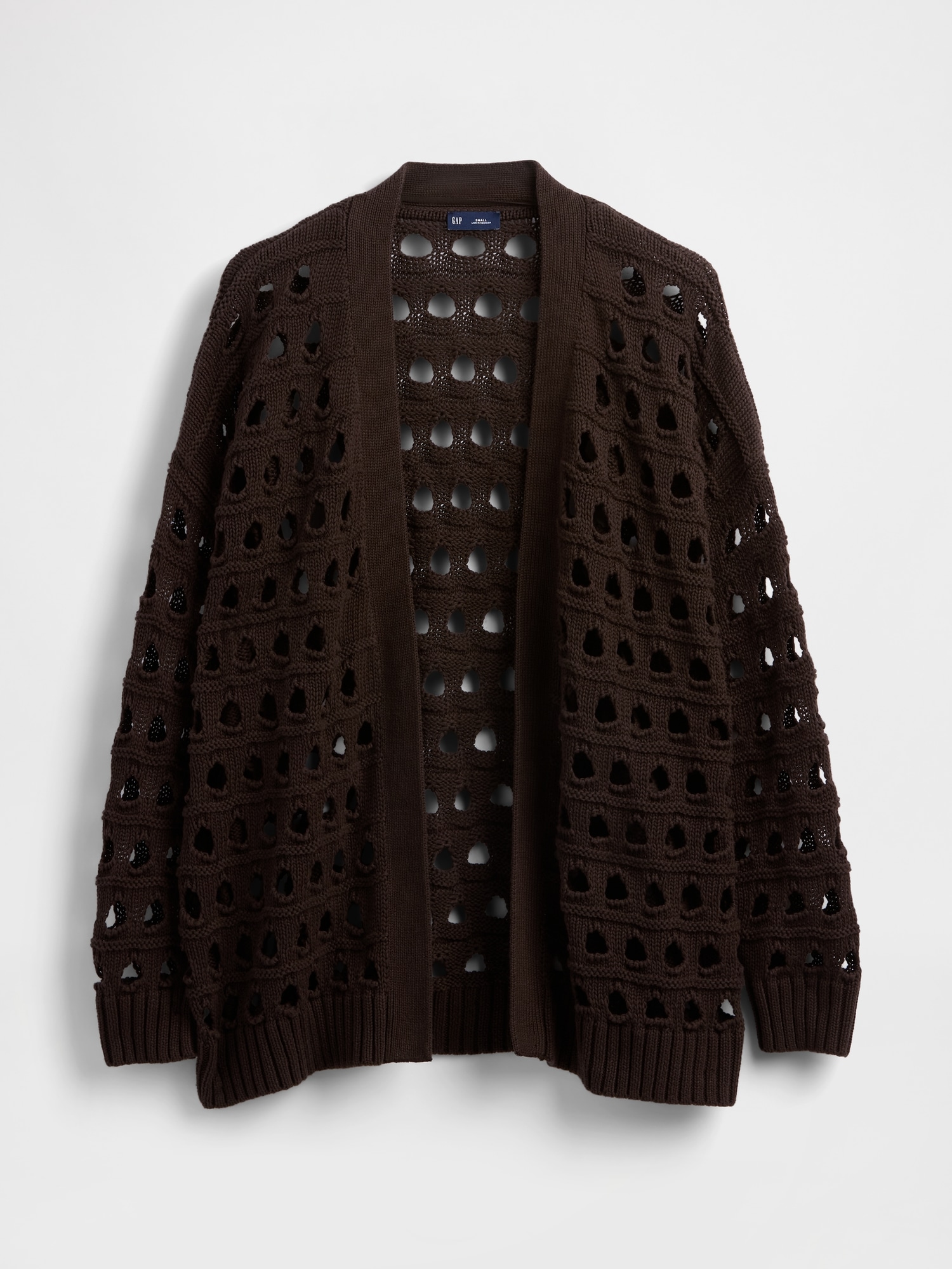 Gap 100% Cotton Oversized Pointelle Cardigan In Black