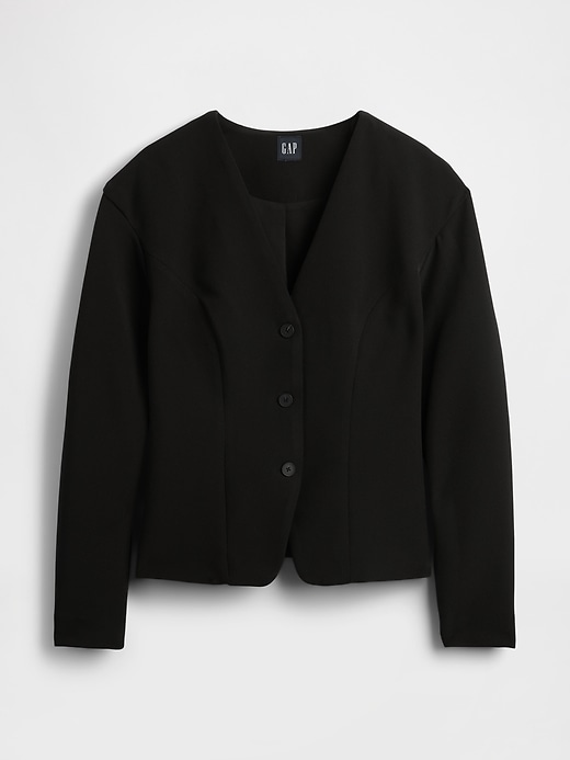 BiStretch Structured Button-Front Top