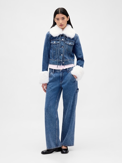 Image number 4 showing, Gap × Sandy Liang Vegan Fur Crop Denim Jacket
