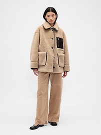 Image number 3 showing, Gap × Sandy Liang Reversible Vegan Leather Sherpa Jacket