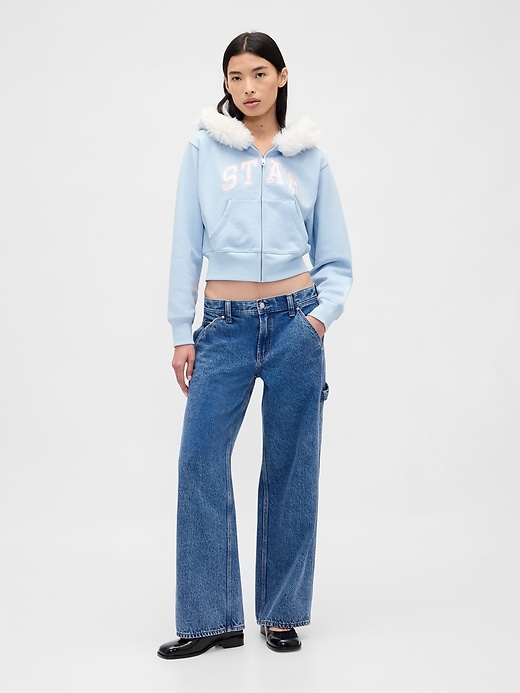 Image number 3 showing, Gap × Sandy Liang Vegan Fur-Trim Crop Zip Hoodie