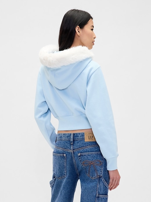 Image number 2 showing, Gap × Sandy Liang Vegan Fur-Trim Crop Zip Hoodie