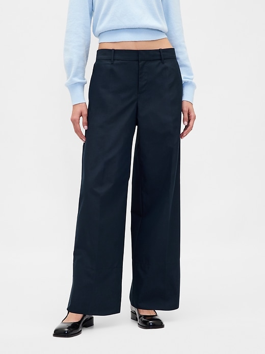 Image number 3 showing, Gap × Sandy Liang Mid Rise Bow-Back Khakis