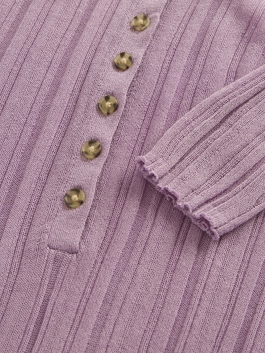 Image number 4 showing, Sheer Rib Henley Sweater