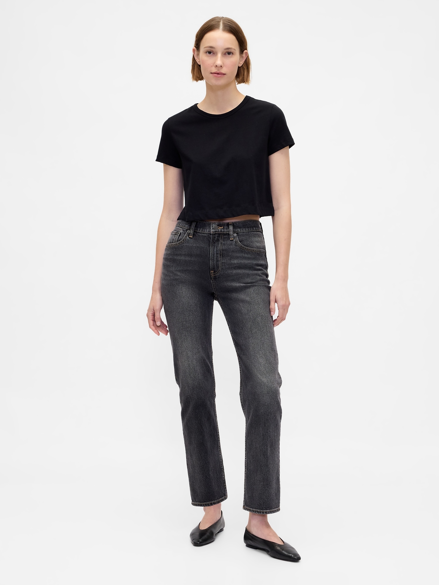 Gap High Rise '90s Slim Straight Jeans In Black