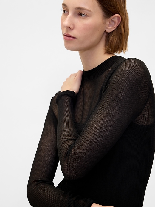 Image number 4 showing, High-Neck Sheer Sweater