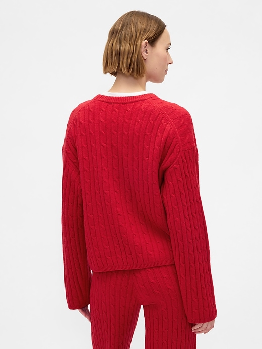 Image number 3 showing, CashSoft Cable-Knit Crewneck Sweater