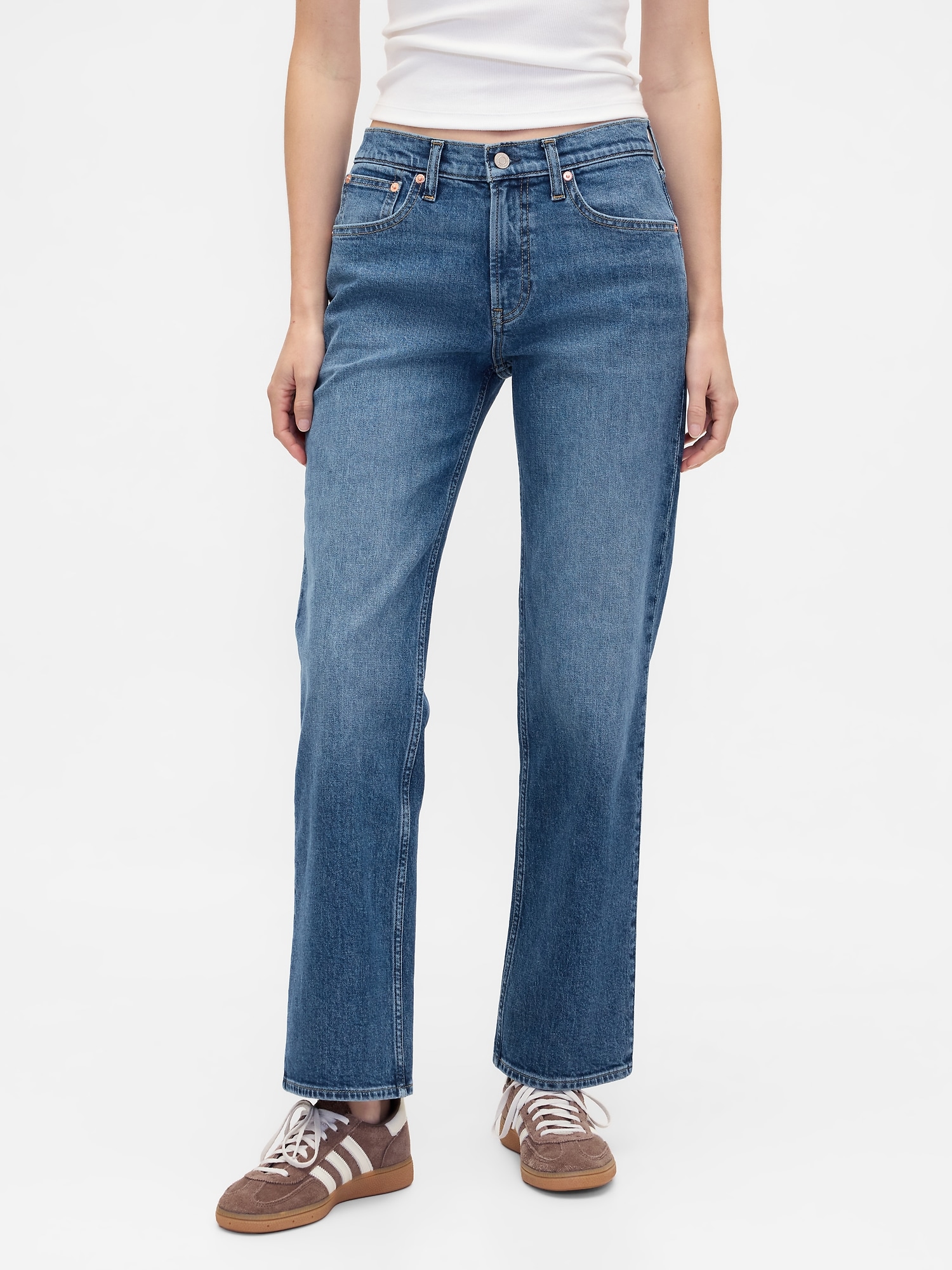Mid Rise Rigid Relaxed Straight Jeans