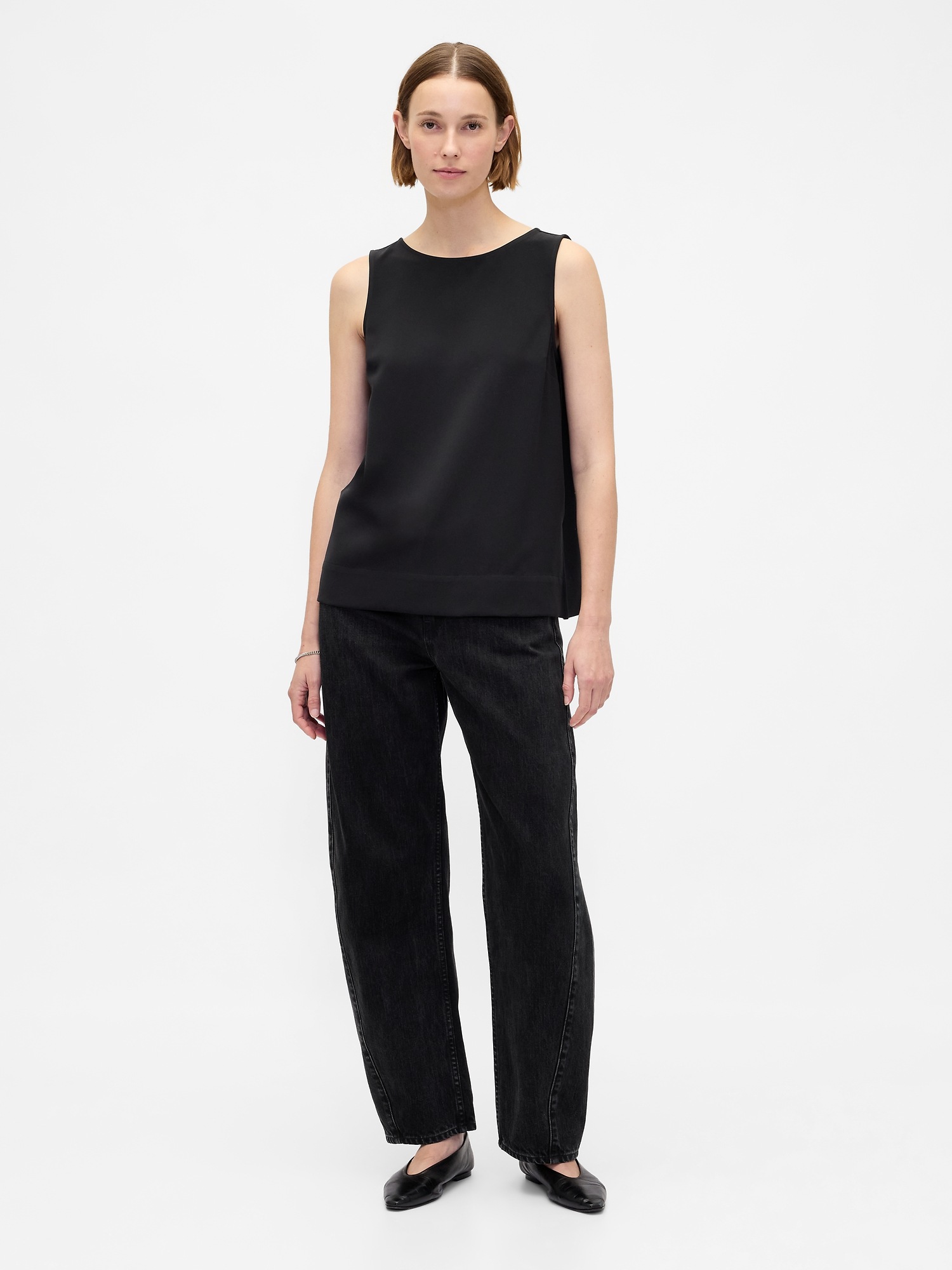 Женский топ Gap Boatneck Shell Tank Top, цвет: Чёрный — фото 2
