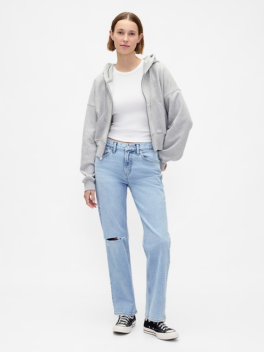 Image number 1 showing, Mid Rise Relaxed Straight Jeans
