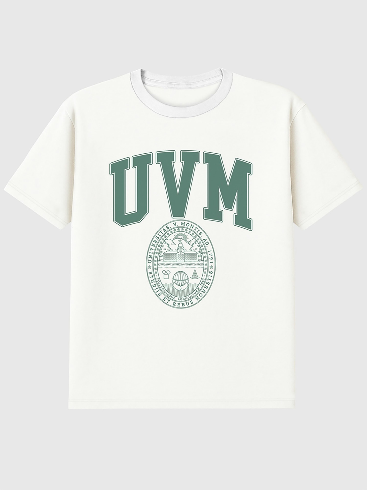 UVM College Crest Graphic T-Shirt - White