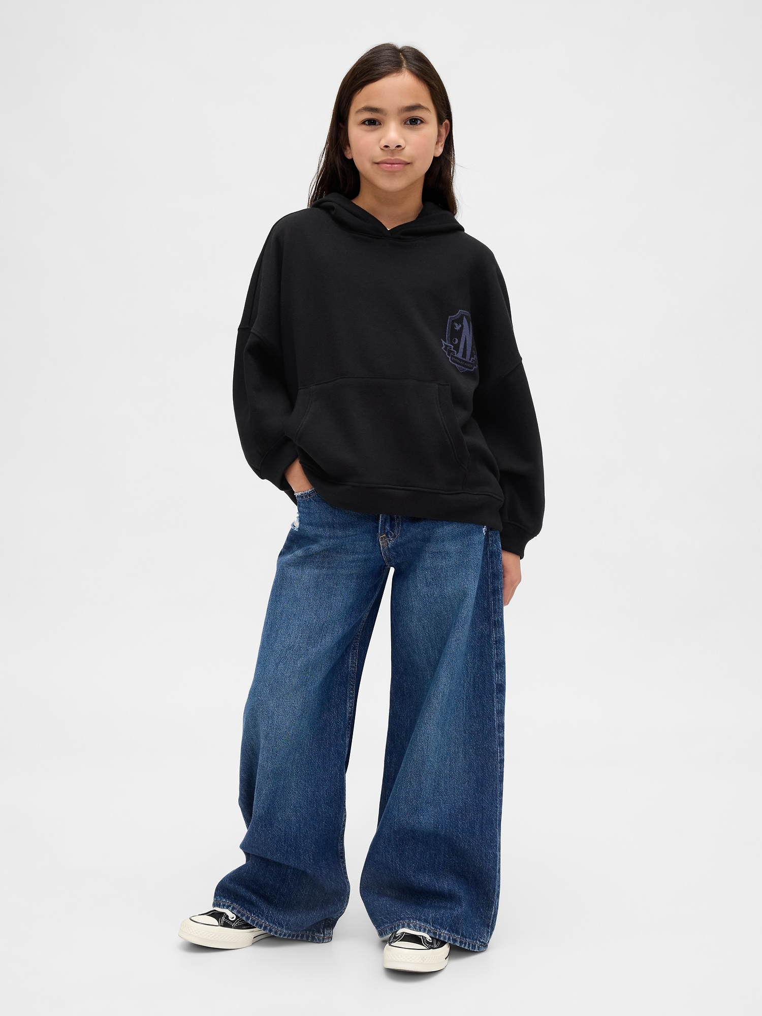 Детское худи Gap × Disney Kids VintageSoft Oversized, цвет: Чёрный — фото 4