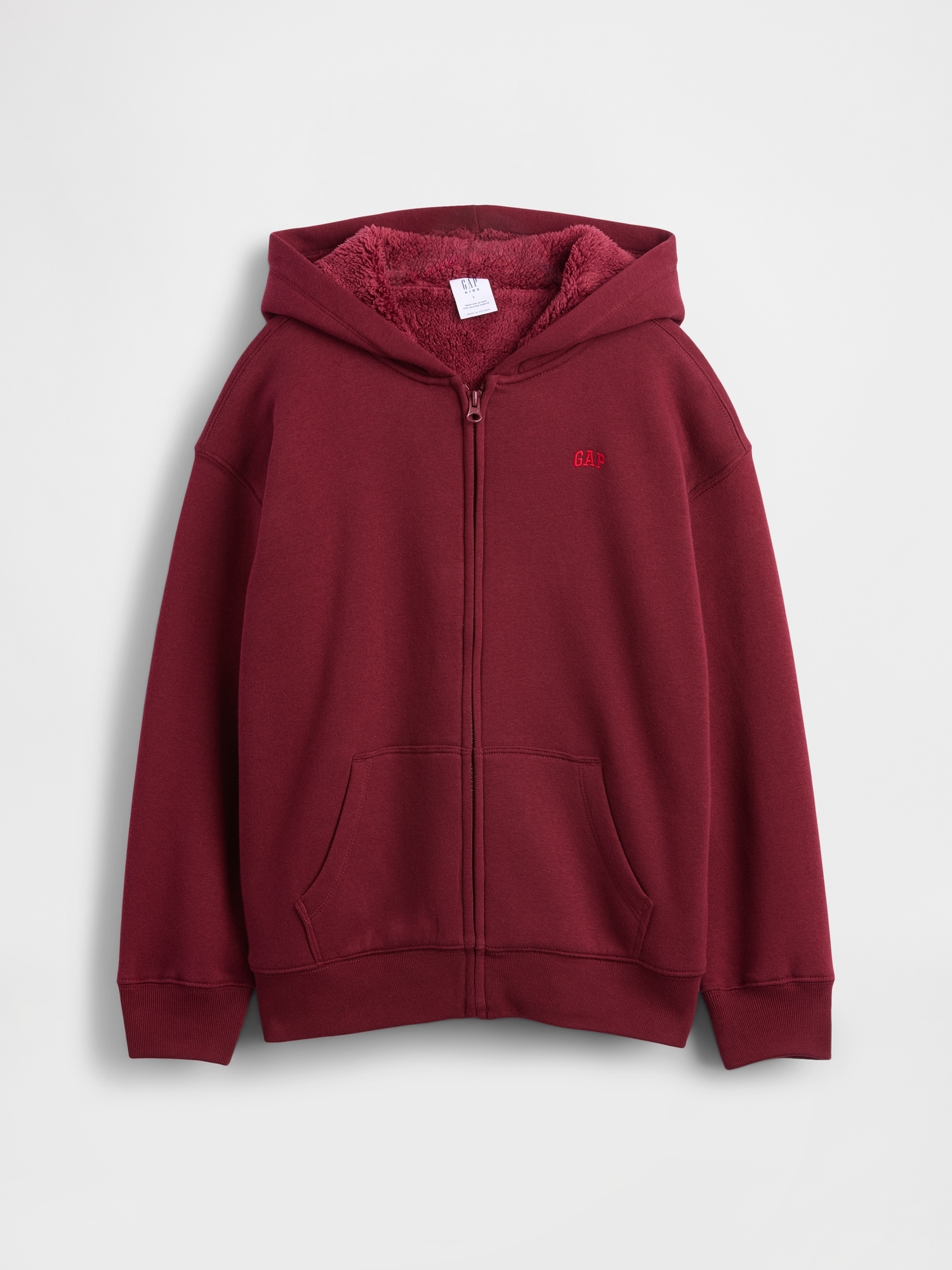 Kids Relaxed Sherpa-Lined Zip Logo Hoodie