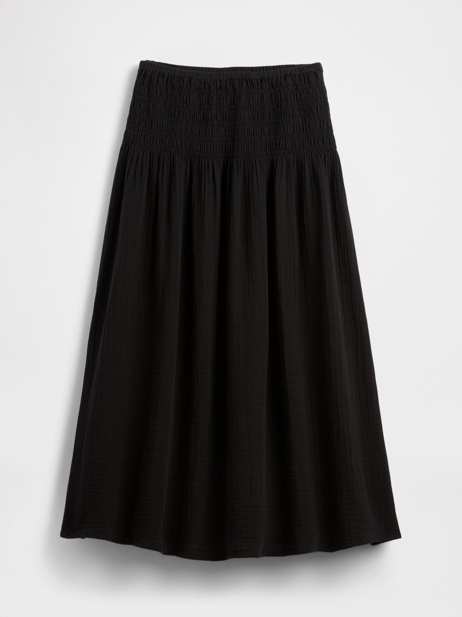 Cotton Gauze Smocked-Waist Maxi Skirt