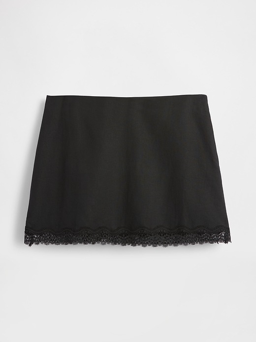 Image number 5 showing, Linen-Blend Lace-Trim Mini Skort