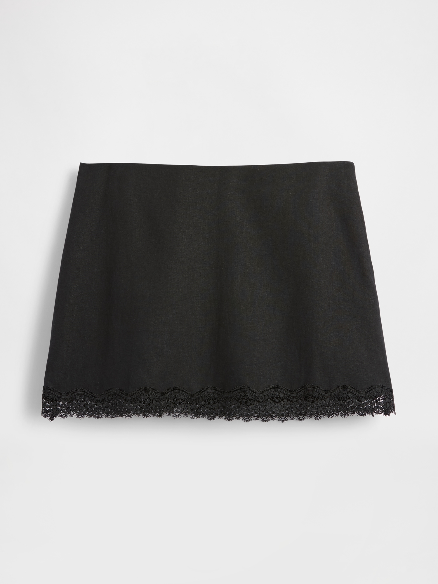 Linen-Blend Lace-Trim Mini Skort