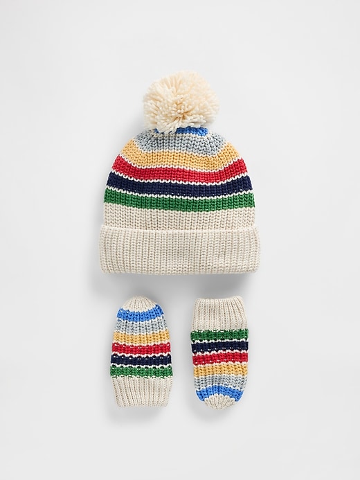 Image number 1 showing, Baby & Toddler Pom Beanie & Mittens Set