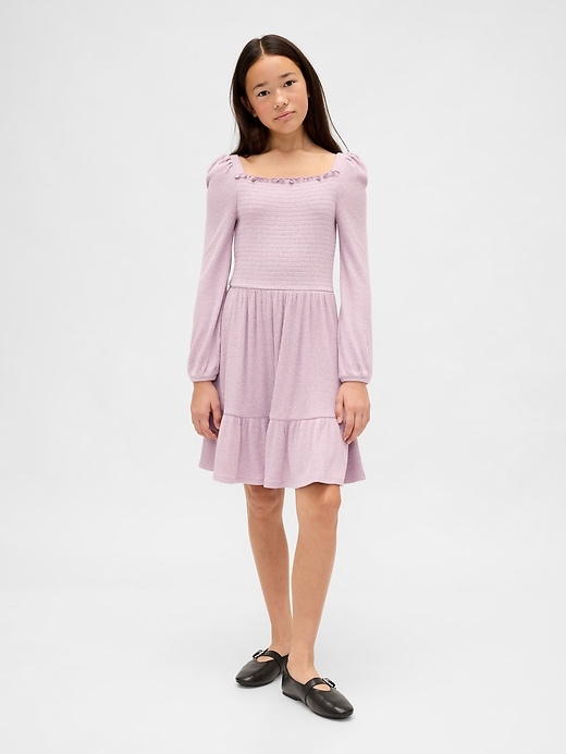 Image number 1 showing, Kids Softspun Smocked Square-Neck Dress